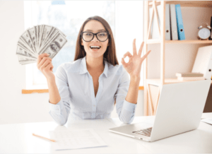 happy woman with great money habits