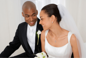 bride and groom excited about the future