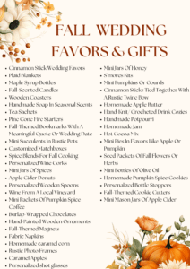 fall wedding favors and gift ideas