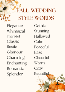 fall wedding style words 