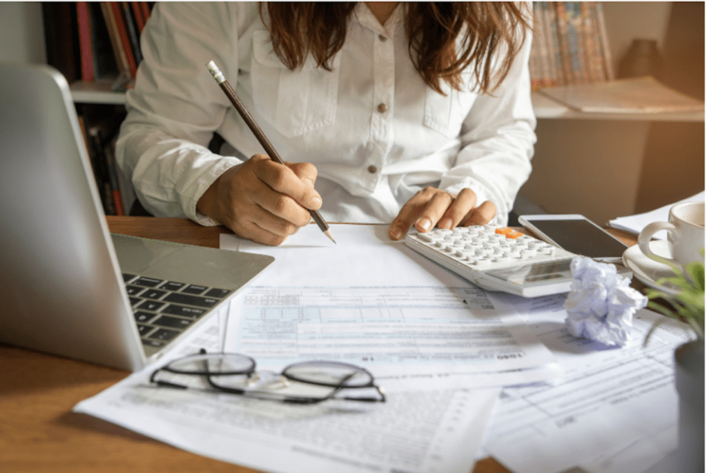 a woman working on her finances