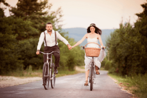 couple biking together