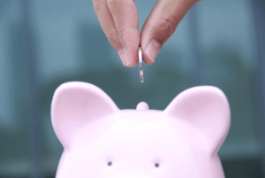 save in piggy bank for to stay out of debt 