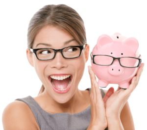 woman holding piggy bank 