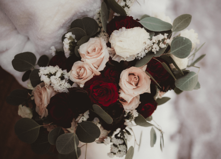 rose and burgundy flowers 