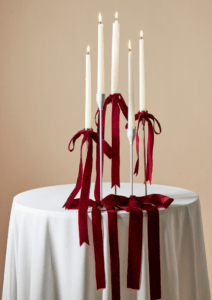 velvet ribbons with candles 