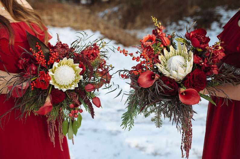 winter wedding flowers red tulips 