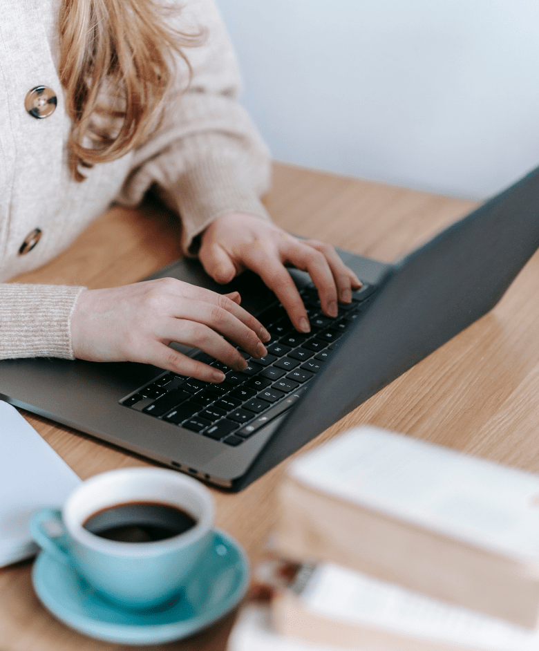 woman blogging with coffee 